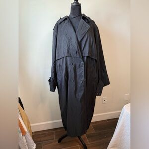 TOWNE from London Fog Black Double-Breasted Trench Coat